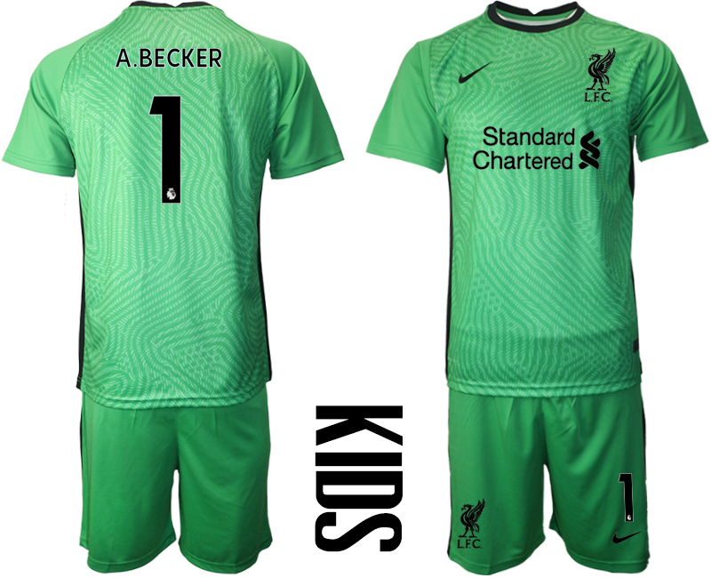 2021 Men Liverpool green goalkeeper #1 soccer jerseys